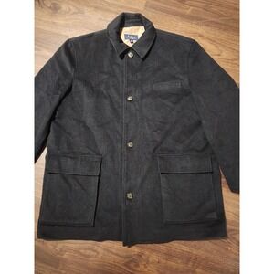 Turnbury Coat Mens XL Black Wool Lined Full Zip Button Front Overcoat Jacket